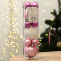 Шары ёлочные новогодние, на Новый год, d=3 и d=6, 15 шт., цвет розовый и белый Шары ёлочные новогодние, на Новый год, d=3 и d=6, 15 шт., цвет розовый и белый