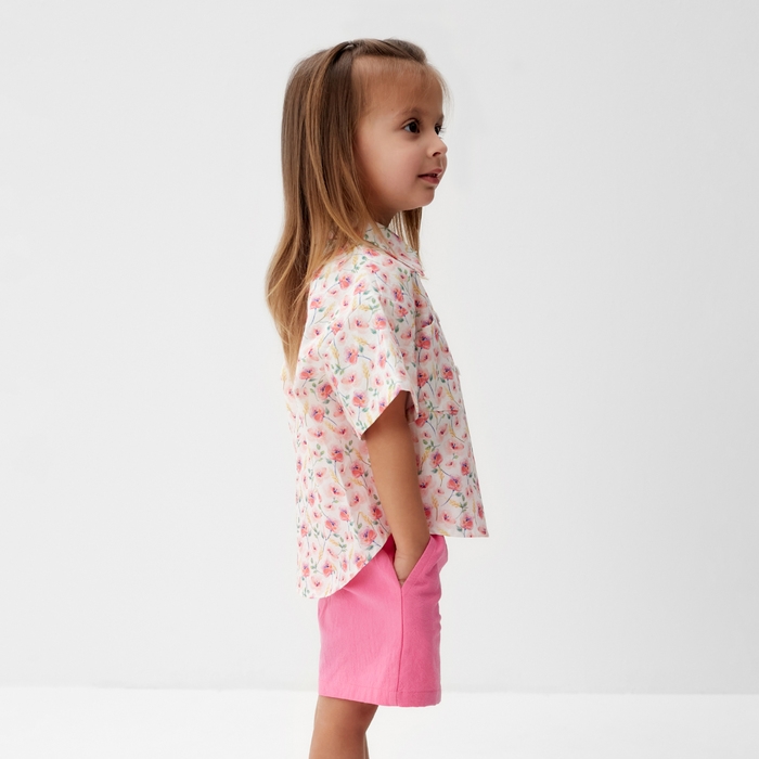 Костюм для девочки (рубашка и шорты) KAFTAN, р.34 (122-128), розовый Костюм для девочки (рубашка и шорты) KAFTAN, р.34 (122-128), розовый