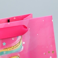 Пакет подарочный ламинированный, упаковка, &laquo;Единорог&raquo;, MS 18 х 23 х 10 см