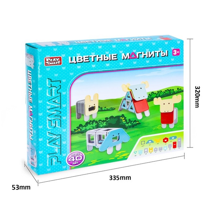 Конструктор магнитный «Цветные магниты», 40 деталей Конструктор магнитный «Цветные магниты», 40 деталей