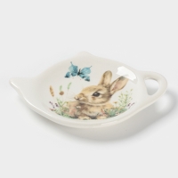 Подставка под чайный пакетик Доляна «Зайка», керамика, 12×9×1.5 см, белая Подставка под чайный пакетик Доляна «Зайка», керамика, 12×9×1.5 см, белая