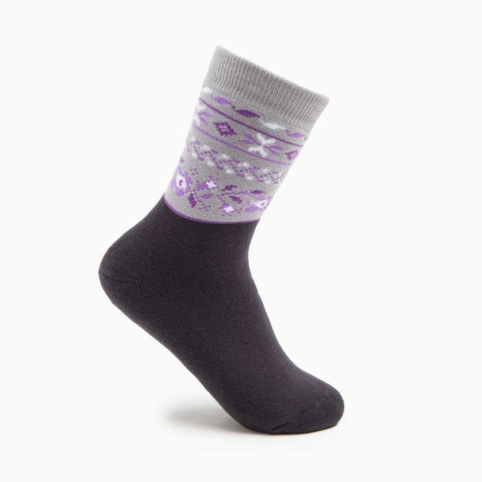 Носки женские махровые, цвет тёмно-серый, размер 23-25