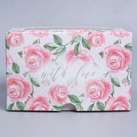 Коробка для капкейков, кондитерская упаковка с окном, 2 ячейки, &laquo;Розы&raquo;, 16 х 10 х 10 см