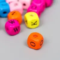 Бусины для творчества дерево "Алфавит на кубиках" набор 30 шт 1х1 см