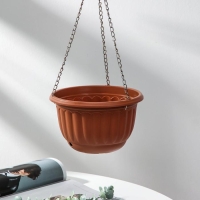 Кашпо пластиковое для цветов подвесное с дренажной сеткой &laquo;Веста&raquo;, 2 л, цвет коричневое