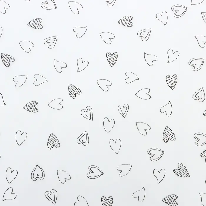 Бумага упаковочная тишью, &laquo;Сердечки&raquo;, 50 см &times; 70 см 17 грамм, белая