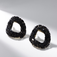 Серьги со стразами &laquo;Блеск&raquo; бублик, чёрные в золоте