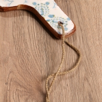 Доска разделочная прямоугольная "Черепаха и цветы" дерево манго 41х18 см