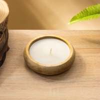 Свеча в деревянной чаше, парафин и соевый воск 12,5х12,5х2,5 см