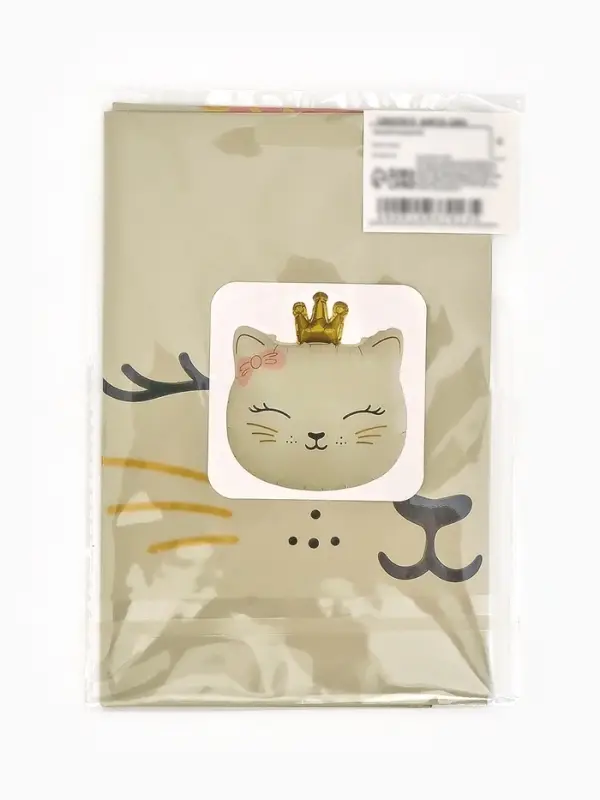 Воздушный шар фольгированный 32" "Кошечка с короной" цвет кремовый