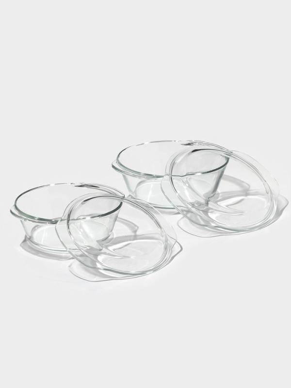 Набор кастрюль из жаропрочного стекла для запекания Доляна &laquo;Гратен&raquo;, 2 предмета: 1 л, 1,5 л, с крышками