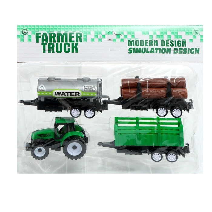 Набор игровой &laquo;Ферма&raquo;, инерция, трактор, 3 прицепа