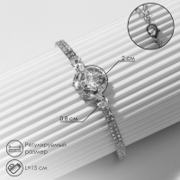 Браслет со стразами &laquo;Циркон&raquo; изыск, круг, цвет белый в серебре, L=15 см