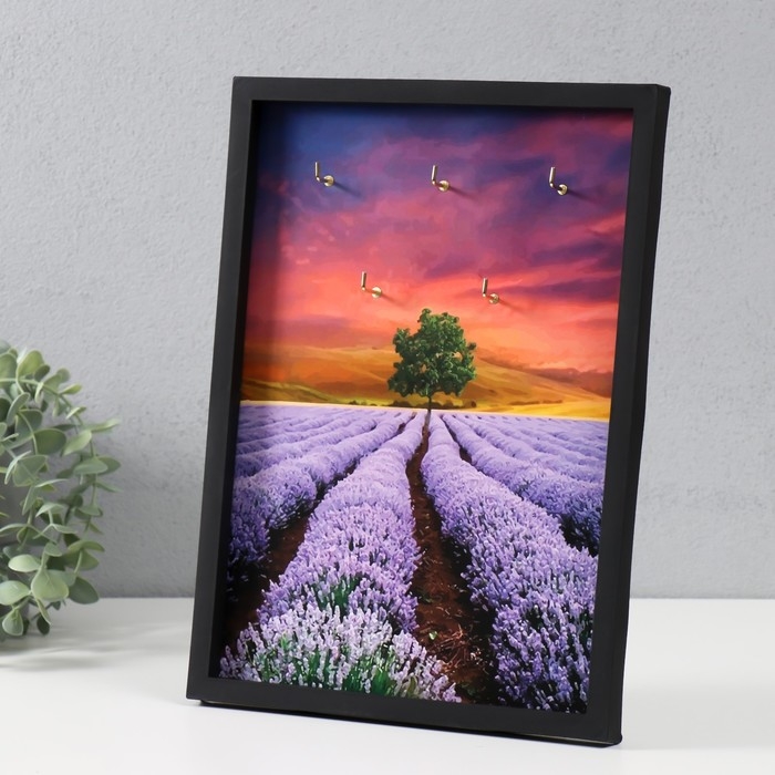 Ключница открытая "Лавандовое поле"  5 крючков,  23х32 см