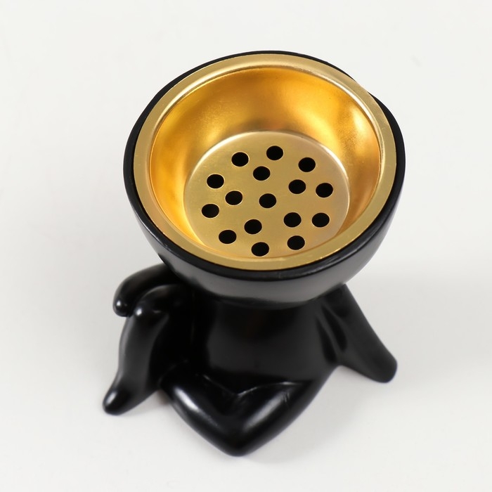 Подставка под благовония полистоун "Человечек сидит" чёрный  6,7х6х6,8 см