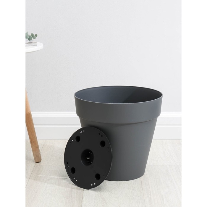 Кашпо для цветов со вставкой Tarragon, 14 л, d=31 см, h=28,8 см, цвет серый Кашпо для цветов со вставкой Tarragon, 14 л, d=31 см, h=28,8 см, цвет серый