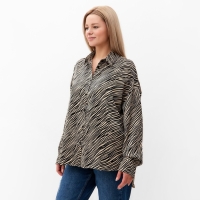Блузка женская, цвет экрю, принт зебра, размер 52
