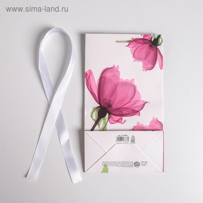 Пакет подарочный с лентой, упаковка, &laquo;Хорошего настроения&raquo;, 13 х 23 х 7 см