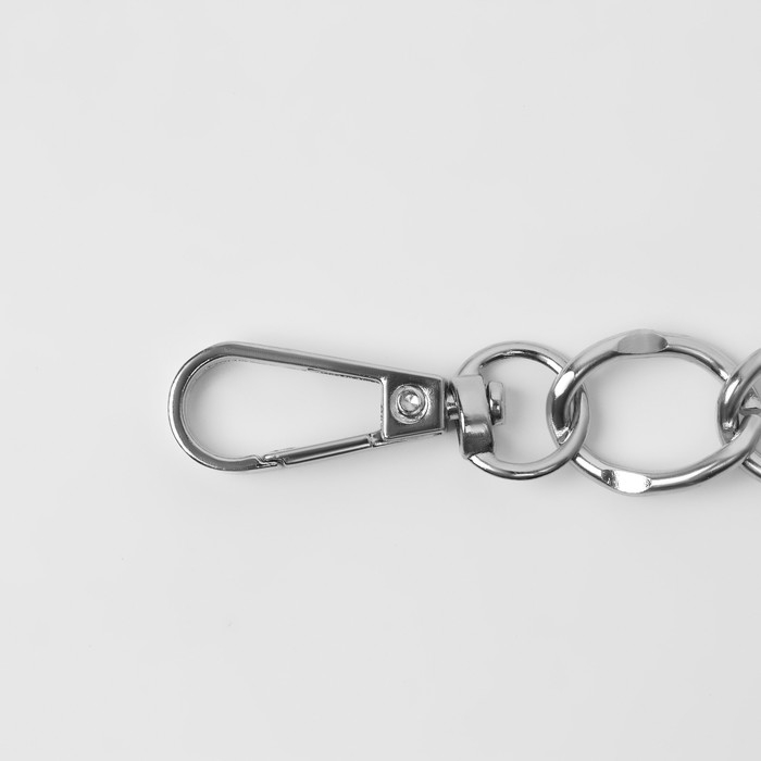 Цепочка для сумки, с карабинами, металлическая, 19 &times; 15 мм, 60 см, цвет серебряный