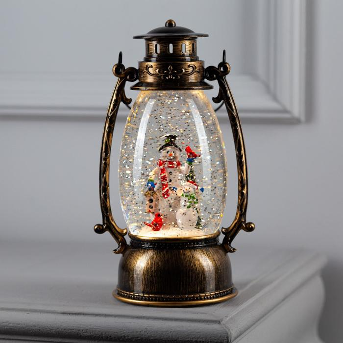 Светодиодная фигура &laquo;Два снеговика&raquo; 14 &times; 23.5 &times; 11 см, пластик, батарейки ААх3 (не в комплекте), USB, свечение тёплое белое