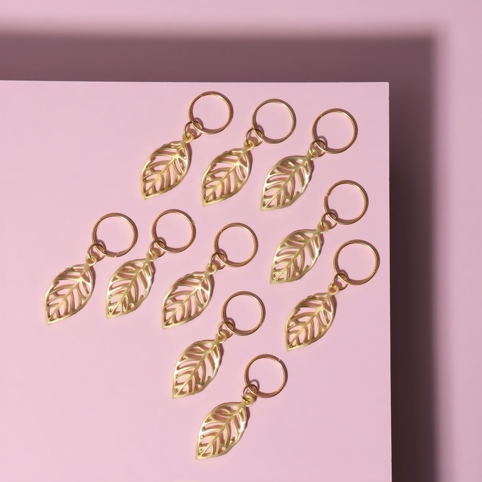 Пирсинг для волос &laquo;Листочки&raquo;, 3,9 &times; 1,4 см, 10 шт, цвет золотистый