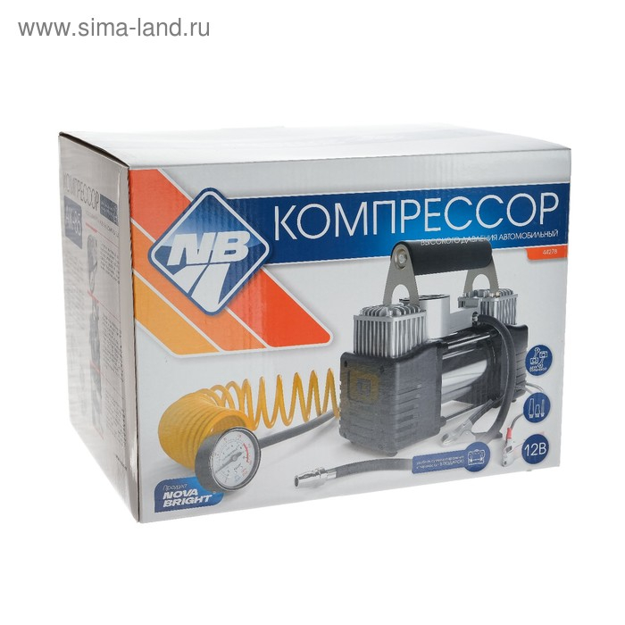 Компрессор автомобильный Nova Bright АК-85, двухпоршневой, 85 л/мин, 12 В, в сумке