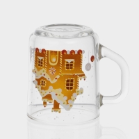 Кружка стеклянная чайная &laquo;Пряничный домик&raquo;, 200 мл