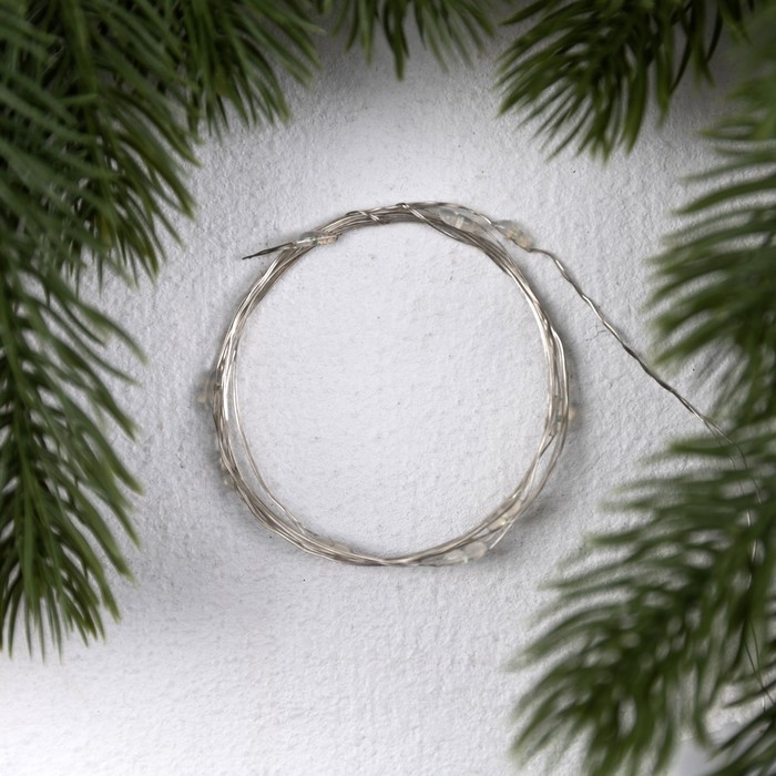 Гирлянда «Нить» 1 м роса. IP20, нить серебристая, 10 LED, 4.6 В, AG13x3 (в комплекте), 3 режима, свечение синее Гирлянда «Нить» 1 м роса. IP20, нить серебристая, 10 LED, 4.6 В, AG13x3 (в комплекте), 3 режима, свечение синее