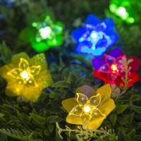 Гирлянда &laquo;Нить&raquo; 4.5 м с насадками &laquo;Лилии&raquo;, тёмная нить, 30 LED, свечение белое, 2 режима, солнечная батарея