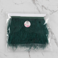 Тесьма с перьями страуса, 8-10 см, 5 ± 0,5 м, цвет изумрудный Тесьма с перьями страуса, 8-10 см, 5 ± 0,5 м, цвет изумрудный