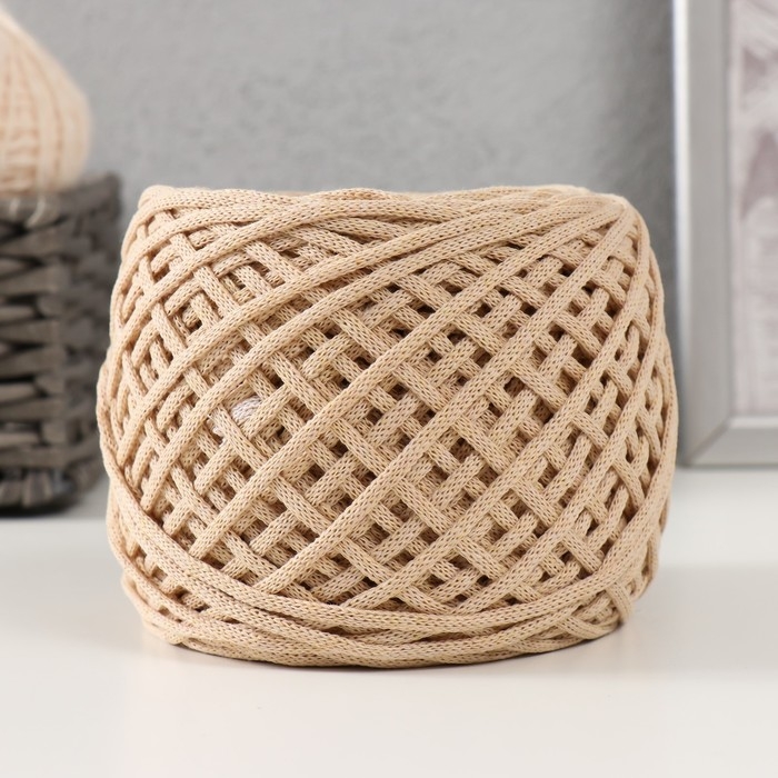 Хлопковый шнур 3 мм 220м/240&plusmn;5 гр Градиент "Лето" (печенье/белый)