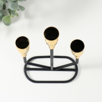 Подсвечник металл на 3 свечи "Голиаф" чёрный с золотом 12,9х5,8х19,3 см