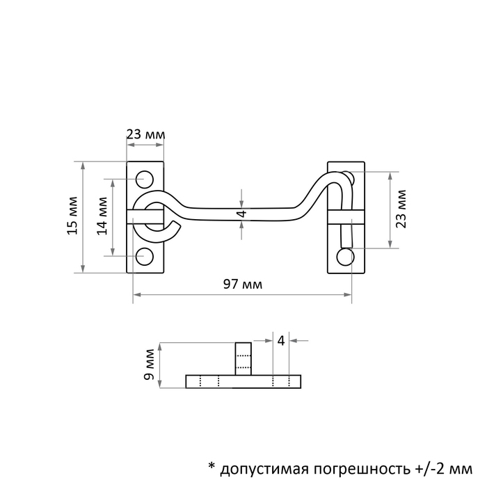 Крючок ветровой (мод.107-2), цвет медь Крючок ветровой (мод.107-2), цвет медь