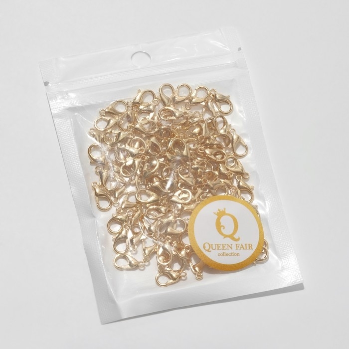 Замок-карабин 12 мм (набор 10 шт.), цвет золото Замок-карабин 12 мм (набор 10 шт.), цвет золото