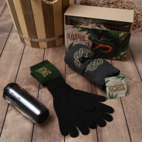 Набор подарочный "Змей" плед, носки, перчатки, термостакан