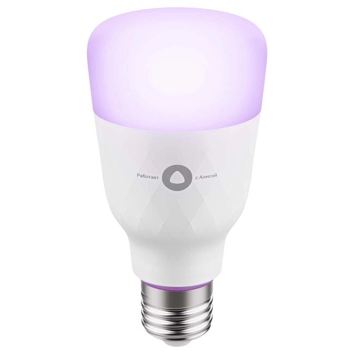 Умная лампа Яндекс, работает с Алисой, светодиодная, цветная, 8Вт, 900 Лм, E27, 220В Умная лампа Яндекс, работает с Алисой, светодиодная, цветная, 8Вт, 900 Лм, E27, 220В