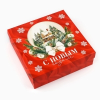 Коробка подарочная новогодняя складная &laquo;Снежный шар &raquo;, 26 х 26 х 8 см, Новый год