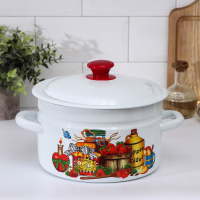 Кастрюля эмалированная цилиндрическая, 3 л, индукция, деколь МИКС Кастрюля эмалированная цилиндрическая, 3 л, индукция, деколь МИКС