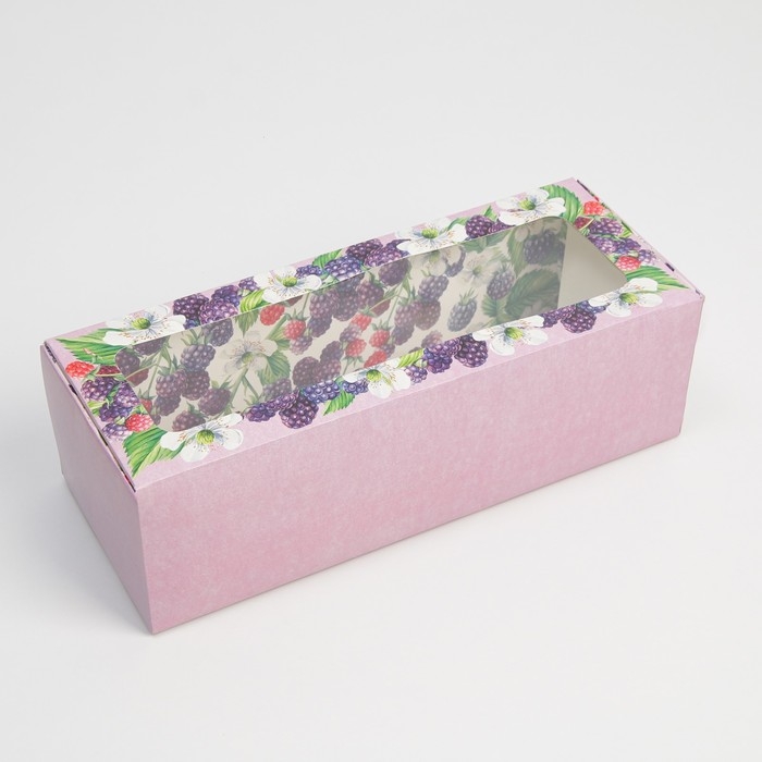 Кондитерская упаковка, коробка для кекса с окном, &laquo;Ягодная&raquo;, 26 х 10 х 8 см