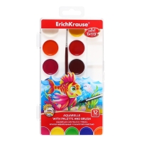 Акварель 12 цветов, ErichKrause ArtBerry, с УФ-защитой, палитра и кисть, пластик, европодвес