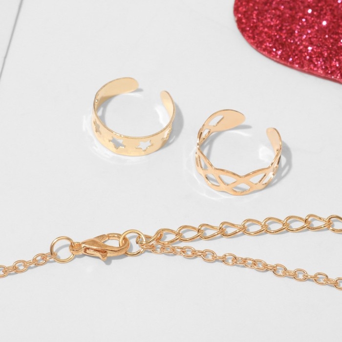 Набор детский &laquo;Выбражулька&raquo; 3 предмета: кулон 40 см, 2 кольца, фламинго, цвет белый в золоте