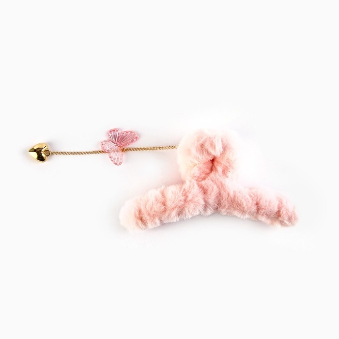 Краб для волос пушистый &laquo;Милая девочка&raquo; с подвеской, 3 х 12 см.