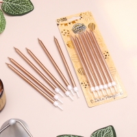 Свечи в торт "Ройс", 6 шт, высокие, 12,5 см, шампань металлик