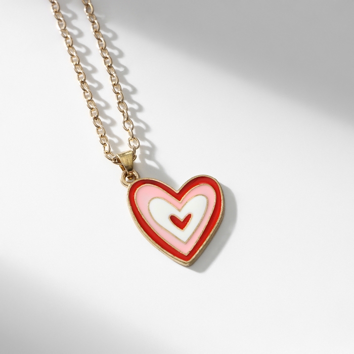 Кулон &laquo;Сердце&raquo; иллюзия, цветной в золоте, 47 см