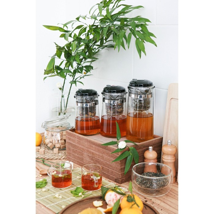 Чайник стеклянный заварочный Magistro &laquo;Мантана&raquo;, 900 мл, с пластиковым ситом