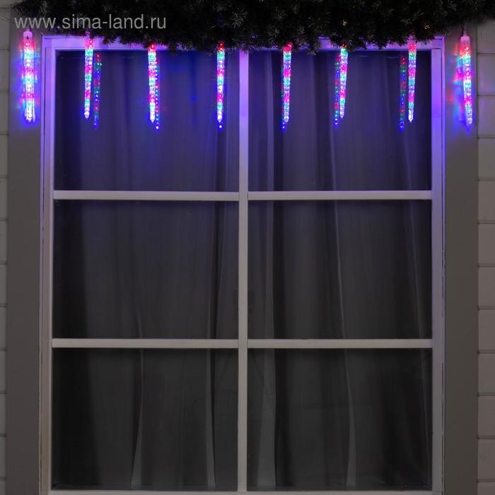 Гирлянда &laquo;Сосульки рифленые&raquo; 2.5 &times; 0.3 м, IP65, прозрачная нить, 192 LED, свечение мульти с эффектом стекания, 12 В
