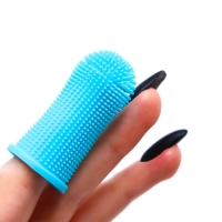 Щётка для чистки зубов животных, 5,5 х 2,5 см, голубая, контейнер 7 х 4 см