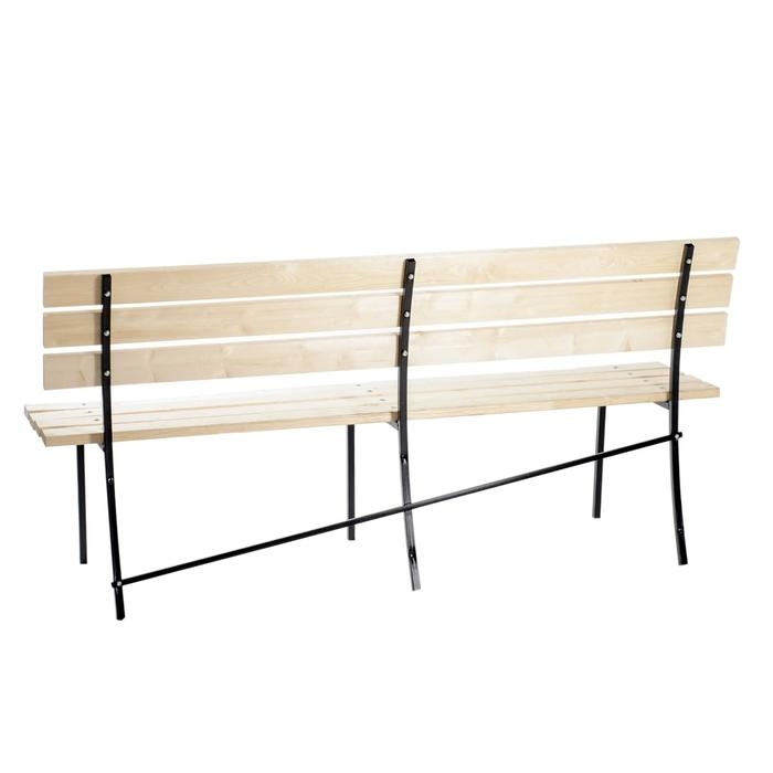 Уличная скамейка из сосны со спинкой Уличная скамейка из сосны со спинкой "LAKSI", дерево, металл, 36х180х82см, нагрузка 200кг