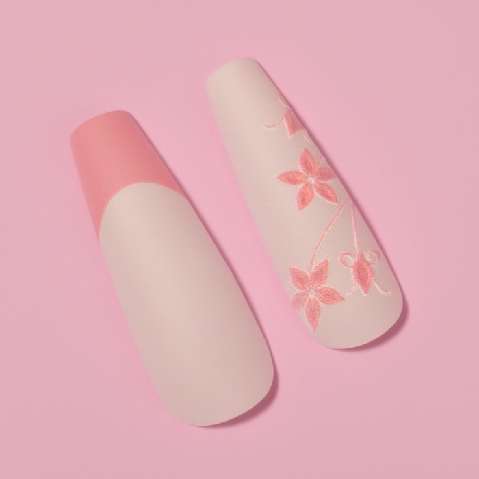 Накладные ногти &laquo;Розовая дымка&raquo;, 12 шт, с клеевыми пластинами, форма балерина, цвет розовый/бежевый