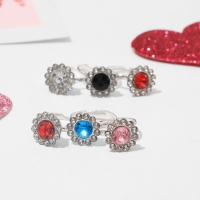 Кольца детские набор 12шт &laquo;Выбражулька&raquo; подсолнухи, цвет МИКС в серебре, б-р